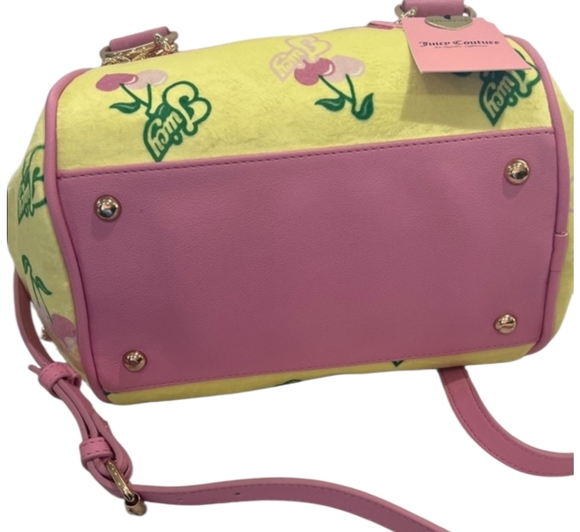 Juicy Couture Yellow Bowler Satchel with Pink Cherries - Picture 4 of 5